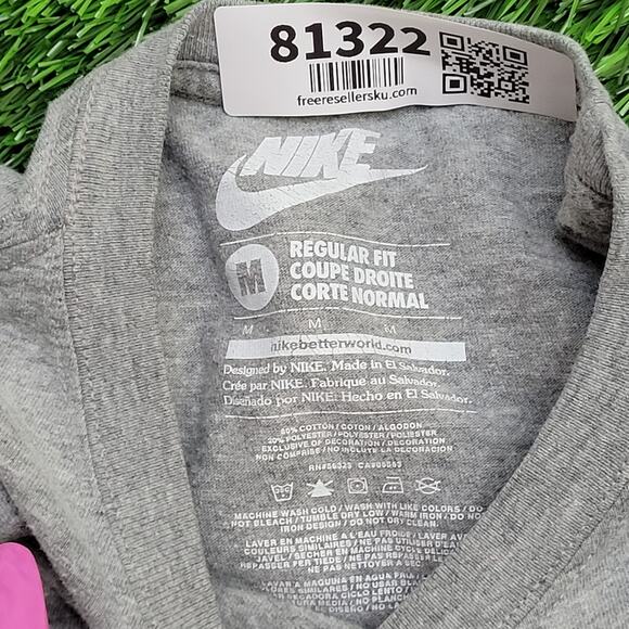 NIKE Shirt Medium 20x27 Heathered-Gray Neon Spellout - Picture 12 of 12